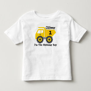 First Birthday Boy Yellow Dump Truck Toddler T-Shirt