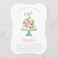 First birthday cake party invitation