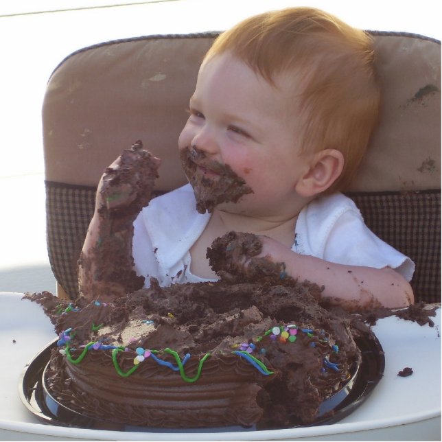 First Birthday cake!!! Photo Sculpture Key Ring (Front)