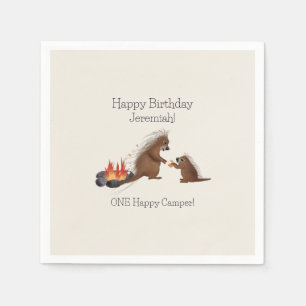 First Birthday Camping Porcupines making s'mores Napkin