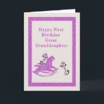 First Birthday Card for Great Granddaughter<br><div class="desc">First birthday card for your Great Granddaughter.  This card has two cute drawn cats and an old retro hobby horse.  The colours are creme and hot pink/lavender. Thanks to Bsilvia and Fidget Resources for some of the elements in the design.</div>