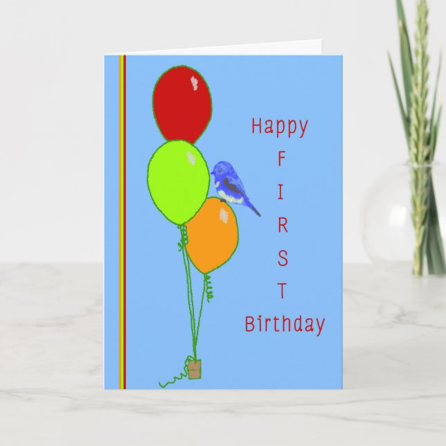 First Birthday Card for Great Grandson Balloons (Front)