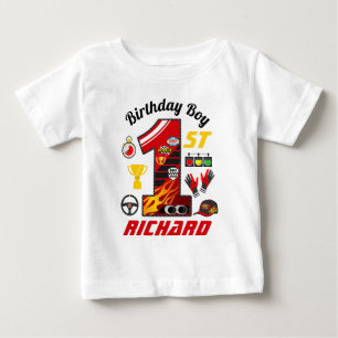First Birthday cars Racing Birthday Boy Baby T-Shirt