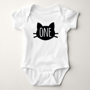 First Birthday - Cat Themed Baby Bodysuit