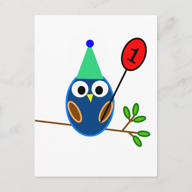 First Birthday Celebration, Cute Owl Postcard (Front)