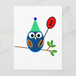 First Birthday Celebration, Cute Owl Postcard