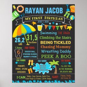 First Birthday chalkboard sign Pool Party