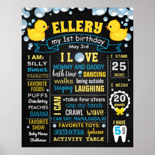 First Birthday chalkboard sign Rubber Duck