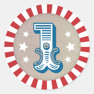 First Birthday Circus Carnival Favour Sticker