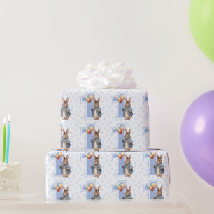First Birthday Classic Rabbit holding balloons Wrapping Paper