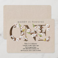 First Birthday Cotton Alphabet Invitation