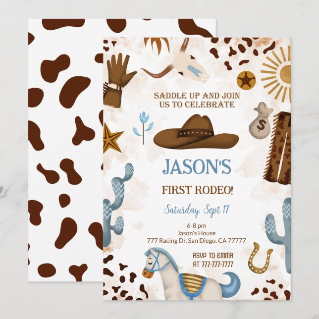 First Birthday Cowboy Invitation (Front/Back)