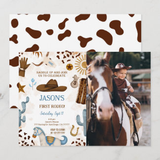 First Birthday Cowboy Photo Invitation