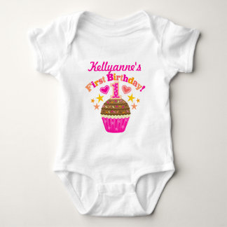 First Birthday Cupcake (Girls) Baby Bodysuit