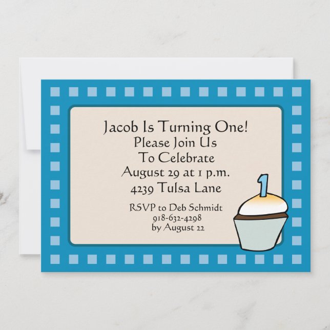 First Birthday Cupcake Party Invitation (Front)