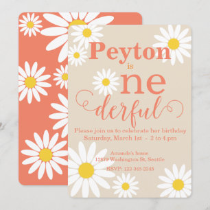 First Birthday Cute Daisy Invitation