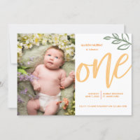 First Birthday Cute Doodle Paint Leaves