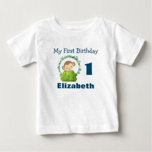First Birthday Cute Safari Monkey Baby T-Shirt