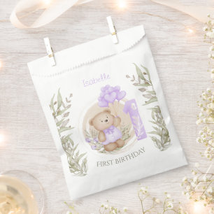 First Birthday Cute Teddy Bear Heart Balloons Favour Bags