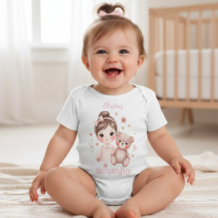 First Birthday Cute Teddy Fall Girl  Baby T-Shirt
