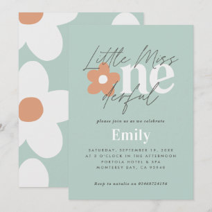 First birthday daisy boho retro turquoise orange invitation