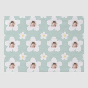 First birthday daisy boho retro turquoise yellow tissue paper