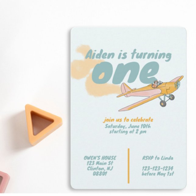 First Birthday, dog lover, plane lover  Invitation (Creator Uploaded)