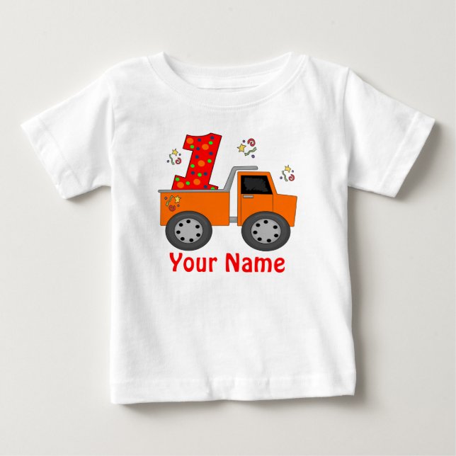 First Birthday Dump Truck Personalised Shirt (Front)
