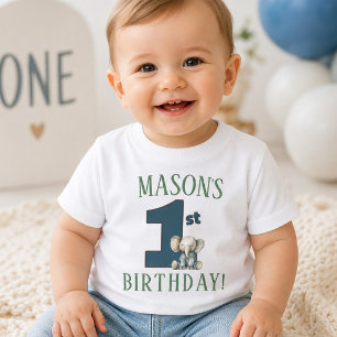 First Birthday Elephant Baby T-Shirt