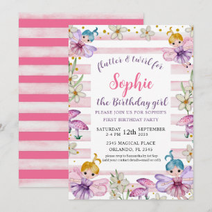 First Birthday Fairy Princess Pink & Gold  Invitation