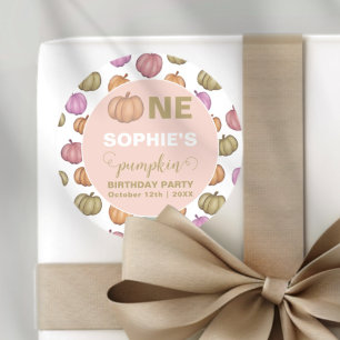 First Birthday Fall Pumpkin Birthday Party Classic Round Sticker