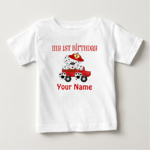 First Birthday Fire Truck Baby T-Shirt