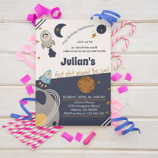 First Birthday, First orbit around the sun! Invitation