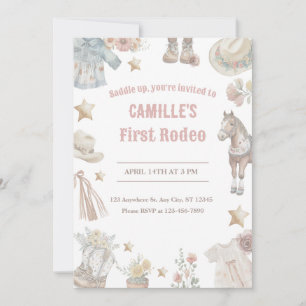 First Birthday, First Rodeo Invitation, Cowgirl Invitation