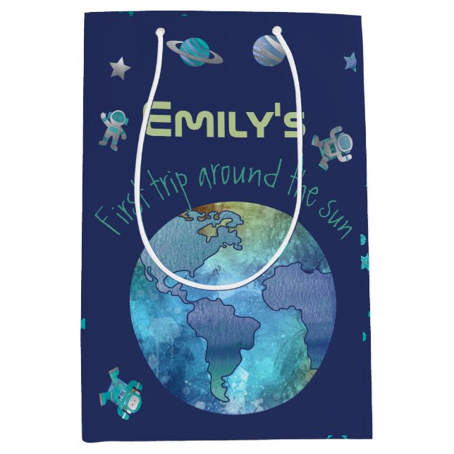 First birthday | first trip around the sun medium gift bag (Front)