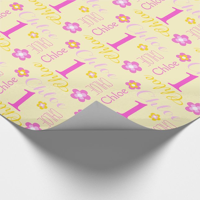 First birthday flower custom name gift wrap (Corner)