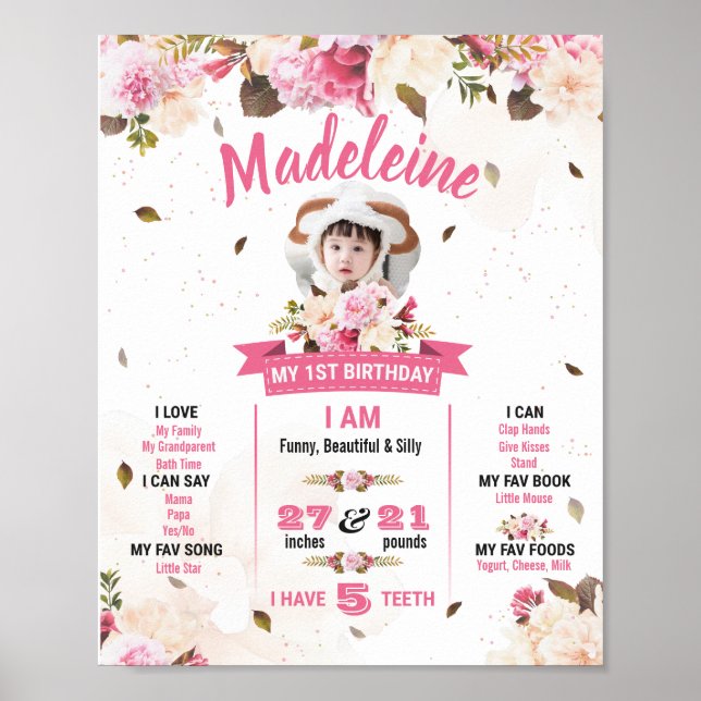 First Birthday For Baby Girl Poster (Front)