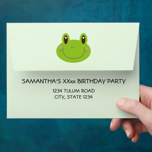 First Birthday Frog Theme Kids Party Invitations Envelope (Hand)