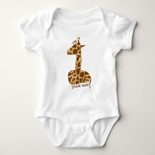 First Birthday Giraffe Baby Bodysuit