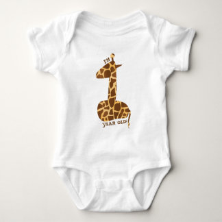 First Birthday Giraffe Baby Bodysuit