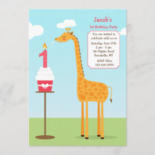 First Birthday Giraffe Invitation