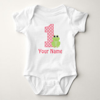 First Birthday Girl Frog Baby Bodysuit