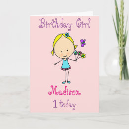 First Birthday Girl Personalised Card