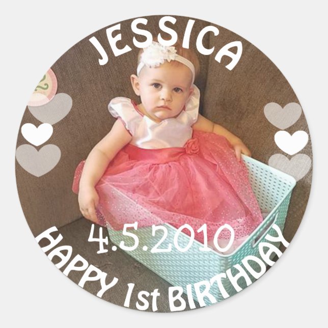 First Birthday Girl Sticker (Front)
