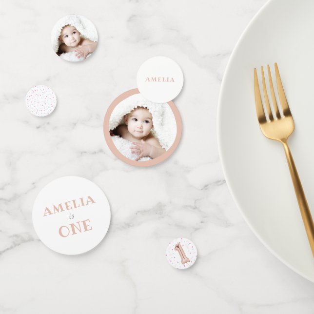 First Birthday Girly Baby Girl Photo Birthday Confetti (Group)