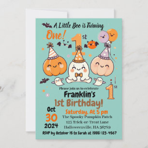 First Birthday Halloween Pumpkin Ghost Party Invitation