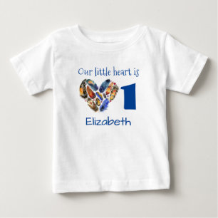 First Birthday Heart Made Of Feathers Personalised Baby T-Shirt