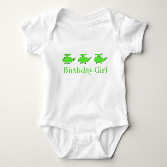 First Birthday Helicopter  Baby Bodysuit (Front)