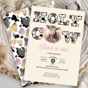 First Birthday Holy Cow Western 1st Birthday Invitation