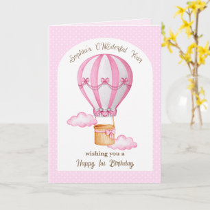First Birthday Hot Air Balloon Greeting Card